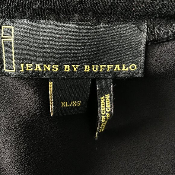 Buffalo Women's Blouse Sz XL Black Semi Sheer 3/4 Sleeve - Picture 6 of 6